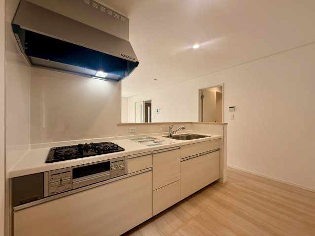 高知市桟橋通3丁目 桟橋第２　1号棟新築戸建 のキッチン|リビングを見渡せる対面キッチンで家族の会話も弾む♪