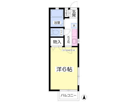 単身タイプの1Ｋです。