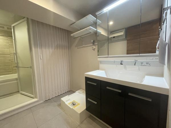 【独立洗面台】 | ローズハイツ武蔵小杉 | 十分な大きさの洗面台は収納力大。身だしなみチェックや歯磨きなど、朝の慌ただしい時間でも余裕とゆとりを感じられます♪
