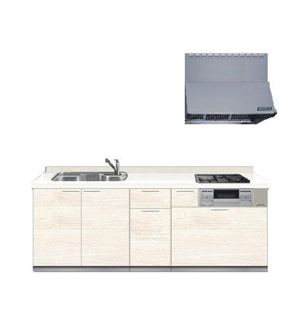 五戸町字中道十文字の内観：施工例|【同仕様画像】新品交換予定のキッチンは幅約255cmと広々しています。