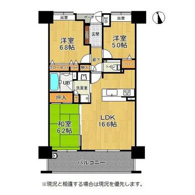熊本市中央区南千反畑町の賃貸マンションの間取り