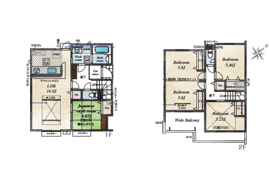 上尾市原市北1丁目　新築一戸建て　ブルーミングガーデン　01の間取り|上尾市原市北1丁目　新築一戸建て　ブルーミングガーデン　01、4LDK、土地面積152.17m2、建物面積101.17m2