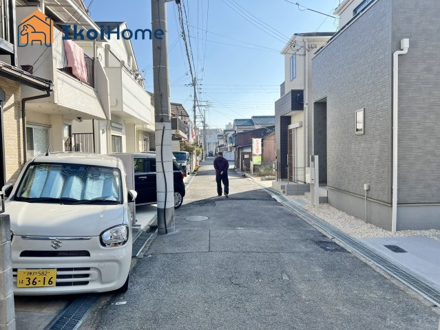 明石市朝霧町3期　全1棟　1号棟の前面道路含む現地写真|【ホームページに現地動画掲載中】●年中無休：当日予約可●夜間でもご案内可能。いつでも問い合わせ可！
