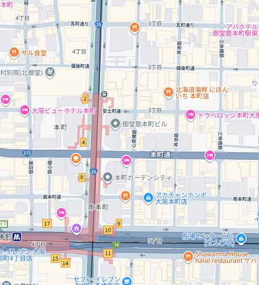 JASPER御堂筋本町の地図