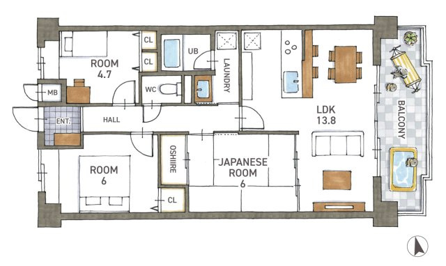 ネオハイツ石山5階最上階　天然木フルリノベーション