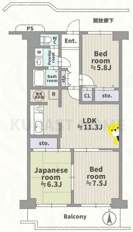 コープ野村京都南　7階の間取り