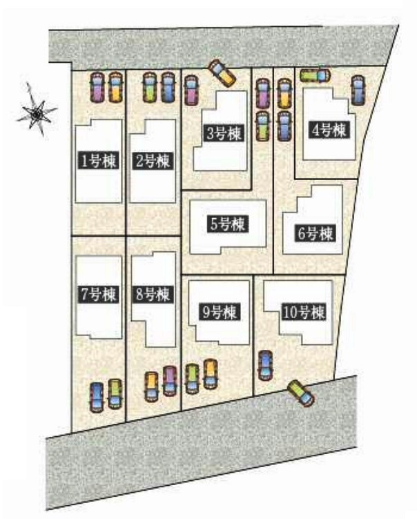 武蔵村山市中央3丁目・全10棟　新築未入居一戸建　7号棟の区画図|土地47坪、綺麗な整形地。カースペースは並列2台分ございます。