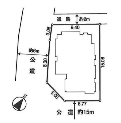 【区画図】 | 東村山市青葉町2丁目　中古一戸建　～LDK22.7帖～ | 南西角地・土地面積142.02平米（約42.96坪）