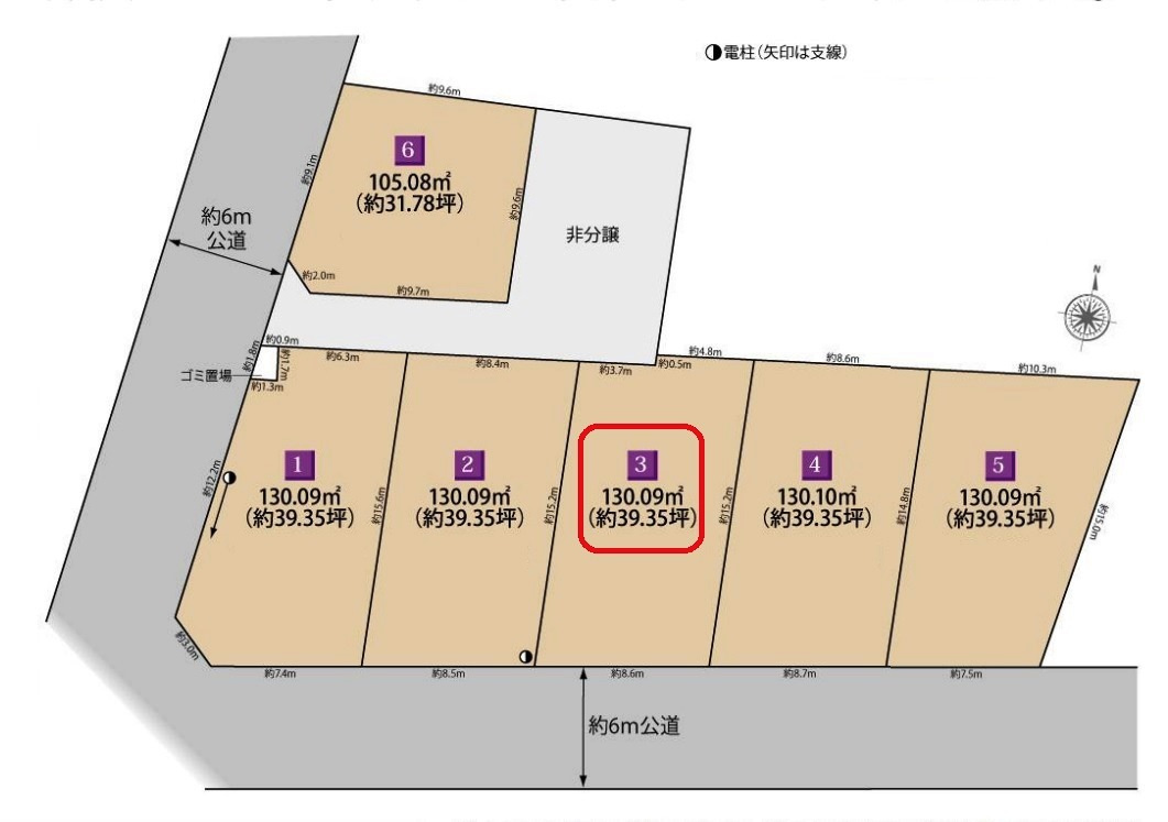 所沢市上新井2丁目・全7区画　建築条件なし土地　3区画　