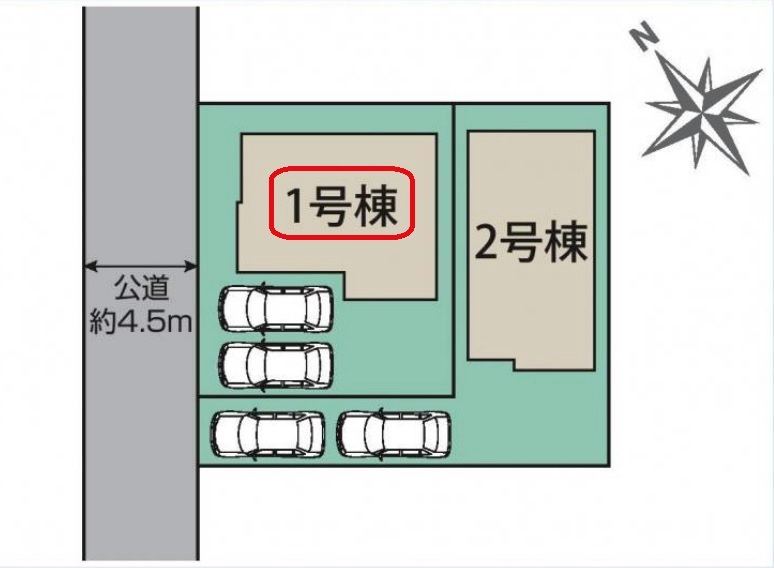 東久留米市中央町4丁目・全2棟　新築一戸建　1号棟の区画図|【全2棟・1号棟】整形地・土地面積115.57平米（約34.95坪）