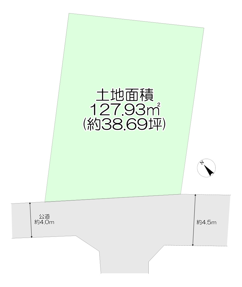 入間市豊岡4丁目・全1区画　建築条件なし土地　～買物便利～の土地図|従前地土地面積127.93平米(約38坪)とゆとりがございます！建築条件なしにつき、お好きなハウスメーカーにて建築いただけます。