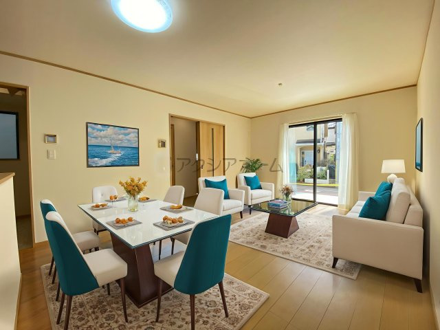 所沢市岩岡町・全2棟　新築一戸建　1号棟　～並列駐車2台可～の居間・リビング|（家具はCG画像での表示になります）