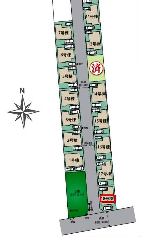 東村山市青葉町1丁目・全18棟　新築一戸建　18号棟の区画図|【全18棟・18号棟】整形地・土地面積110.01平米（約33.27坪）