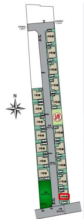 東村山市青葉町1丁目・全18棟　新築一戸建　18号棟の区画図|【全体図】