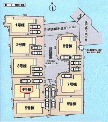 【区画図】 | 東大和市狭山5丁目・全8棟　新築一戸建　4号棟　 | 【全8棟・4号棟】土地面積125.00平米（約37.81坪）