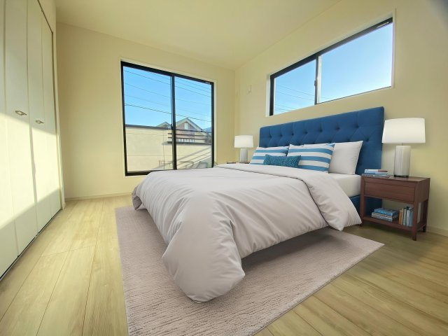 所沢市向陽町・全2棟　新築一戸建　2号棟の寝室|2F洋室6.5帖（家具はCG画像での表示になります）