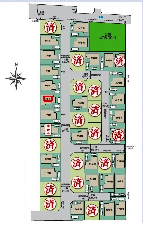 東久留米市前沢3丁目・全42棟　新築一戸建　6号棟の区画図|【全42棟・6号棟】
駐車2台可能です(車種制限あり)