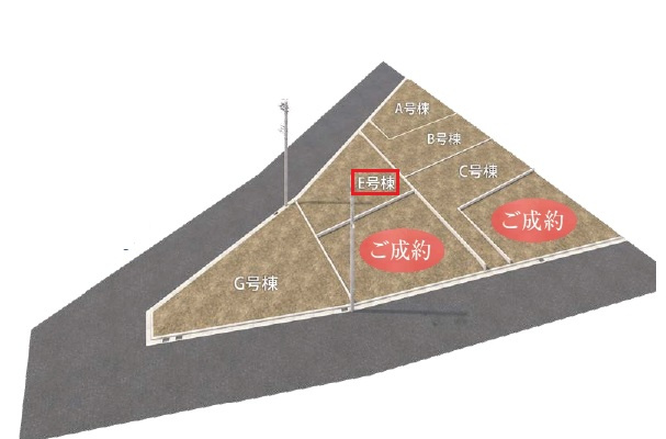 東村山市久米川町2丁目・全7棟　新築一戸建　E号棟の区画図|【全7棟・E号棟】
駐車2台可能(車種制限あり)です。