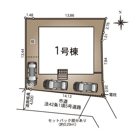 福岡市西区上山門2丁目第13-1棟（1号棟）の区画図|配置図（1号棟）