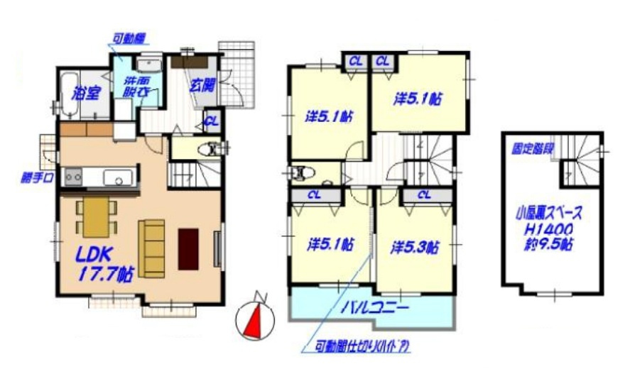 所沢市山口・全1棟　新築一戸建　～固定階段小屋裏収納あり～