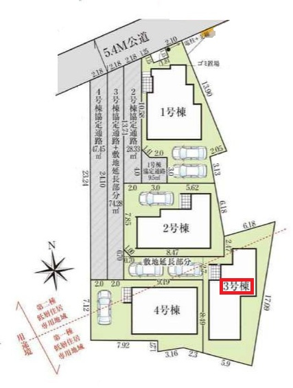 所沢市久米・全4棟　新築一戸建　3号棟　～全室2面採光～の前面道路含む現地写真|現地写真（2026年1月27日撮影）