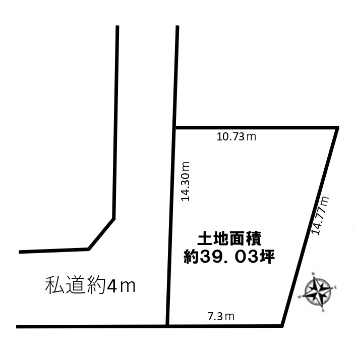 所沢市下富・全1区画　建築条件なし土地　～土地39.03坪～
