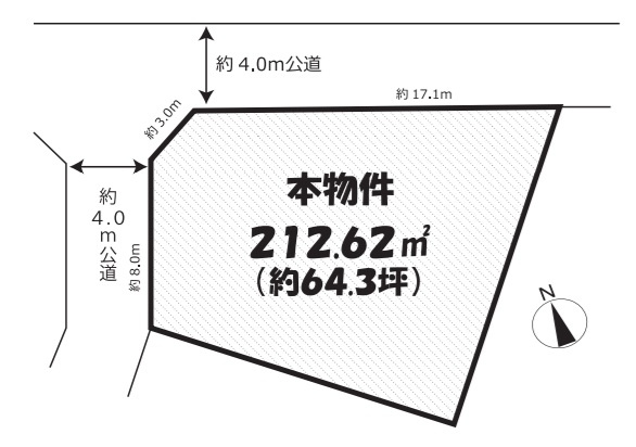 東村山市諏訪町1丁目　中古一戸建　～角地・全居室6帖以上～の区画図|北東×北西角地につき通風良好です。