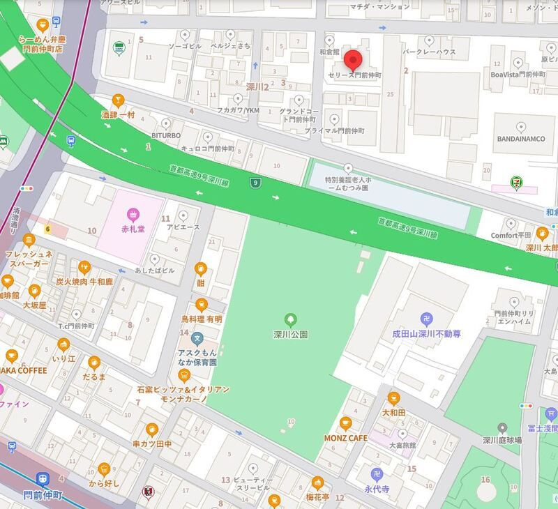 セリーズ門前仲町の地図