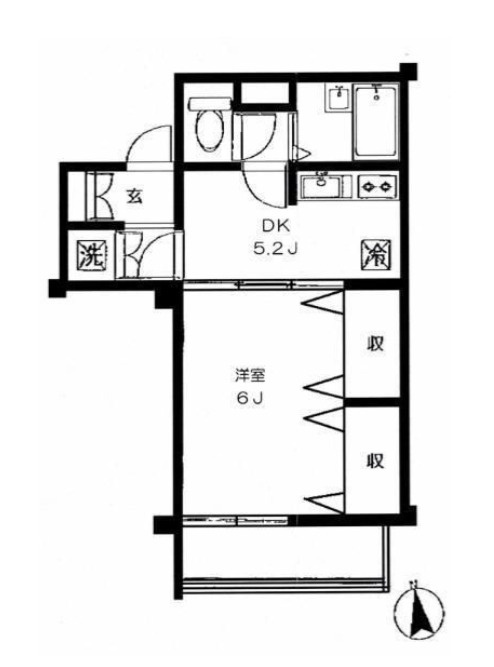 中銀弦巻マンシオン　二人入居可　常時ゴミ出し　分譲賃貸　最上階の間取り