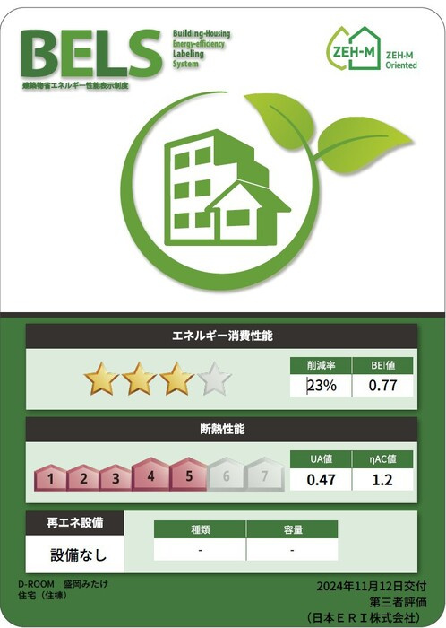 D-ROOM盛岡みたけの省エネ性能ラベル