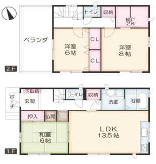 【間取り】 | 中古戸建　神戸市垂水区舞子坂４丁目 | ３ＬＤＫ+納戸