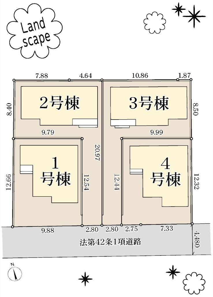 横浜市瀬谷区宮沢2丁目 新築戸建て【仲介手数料無料】の区画図