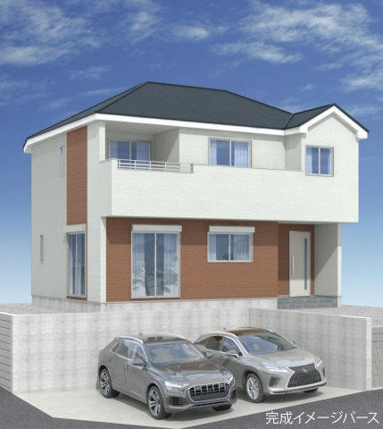 横浜市緑区北八朔町　新築戸建【仲介手数料無料】カースペース2台の外観パース
