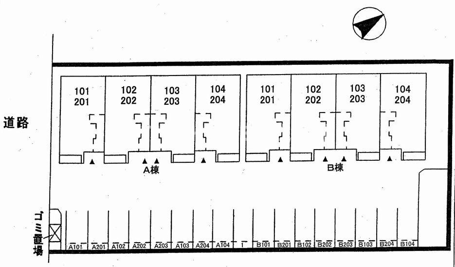 フラットワンＢの区画図|敷地内の地図になります◇
