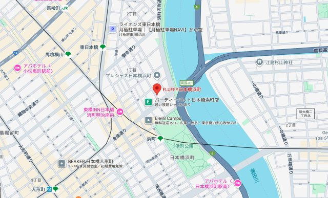 フラッフィー日本橋浜町の地図