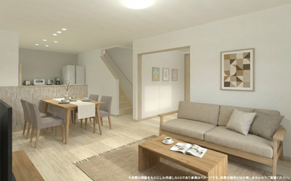 【完成予想図】 | 【LDK　イメージパース】
※画像は設計図面を基に作成したイメージです。