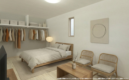 【完成予想図】 | 【主寝室　イメージパース】
※画像は設計図面を基に作成したイメージです。