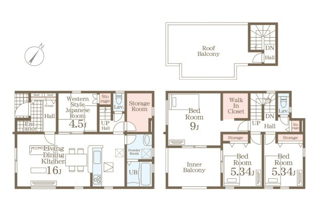 糸島市志摩サンセットロード第1-1棟（1号棟）の間取り|全居室収納付きで便利です。