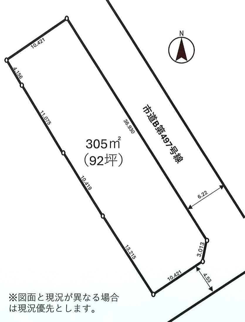 狭山市水野　建築条件なし売地　「入曽駅」徒歩27分　敷地92坪　【山王小学区】の土地図
