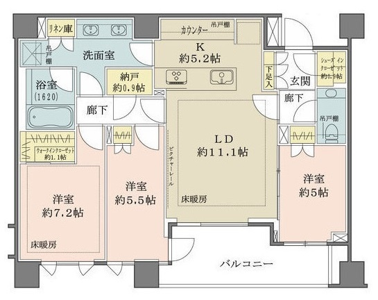 千代田区六番町の賃貸マンションの間取り