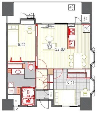 ２LDK角部屋
