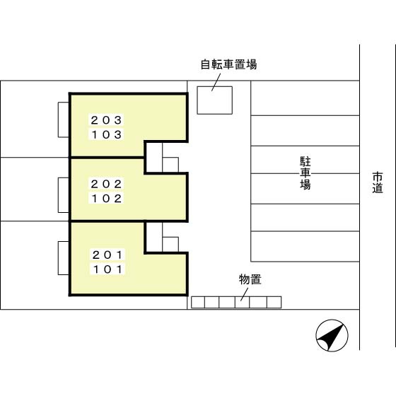 アベニール十六田の駐車場