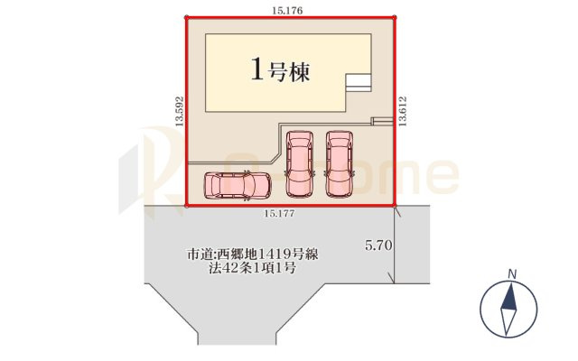 小美玉市清風台団地第6　新築戸建て　1号棟の区画図|大きなお買い物だからこそ、メリット・デメリットを伝えさせて頂きます。
R-homeにお任せください♪