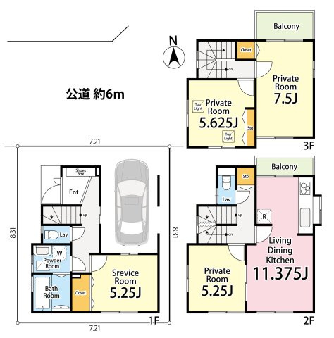 板橋区四葉2丁目　旧分譲地内　内外装リフォーム　中古戸建の間取り|3LDK+S+ビルトイン車庫　敷地面積 60.01ｍ2　建物面積 99.15ｍ2
