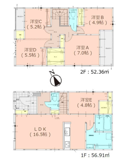 【間取り】 | 福岡市東区奈多2丁目5期　3号棟（全5棟）【仲介手数料無料・0円】 | 平日、土日祝日もお好きな日時にご見学可能です。お気軽にお問合せ下さい。