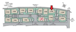 【区画図】 | 府中市四谷4丁目新築戸建 | 12号棟。カースペース2台分あり(車種による)。