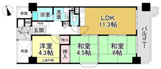 【間取り】 | シャルマンコーポ第３瀬田1
