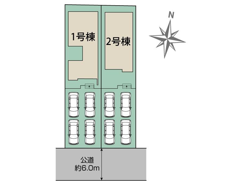 【今からご案内可能】愛知郡東郷町白鳥1丁目　全2棟の区画図|全体区画数｜全2棟
◆駐車4台可能！(但し、車種による)
◎まずは、お気軽にお問い合わせください。現地を案内しながら周辺環境も見て頂けます。