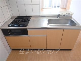 広島市安佐北区口田南１丁目の賃貸マンションのキッチン|２口ガスコンロ・グリル付き
