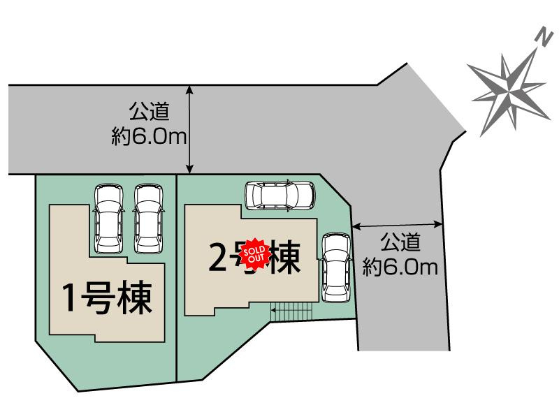 【今からご案内可能】愛知郡東郷町白鳥3丁目　全2棟の区画図|全体区画数｜全2棟
◆駐車2台可能！(但し、車種による)
◎まずは、お気軽にお問い合わせください。現地を案内しながら周辺環境も見て頂けます。